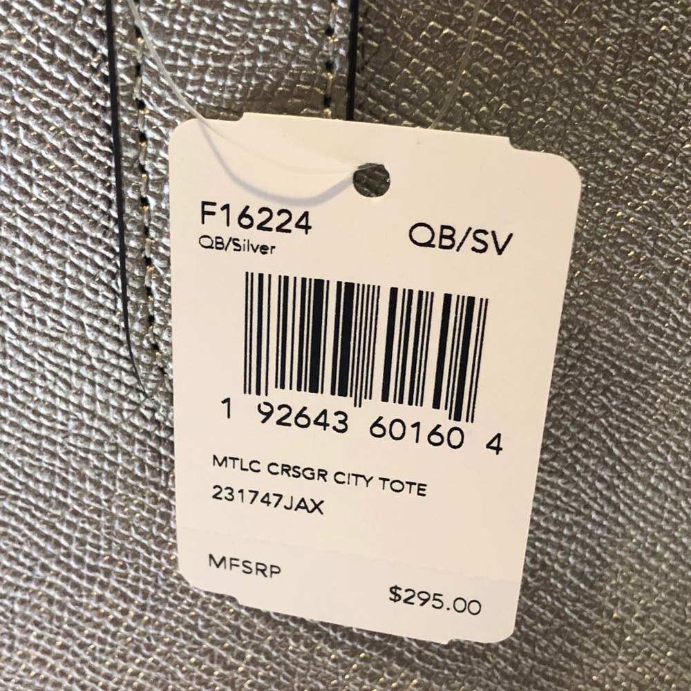 ‼️LAST ONE‼️COACH💝 CITY ZIP TOTE METALLIC SILVER - Picture 5 of 6